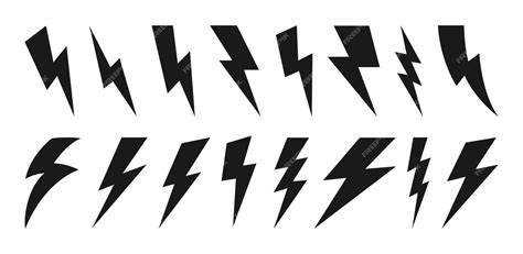 Premium Vector | Set lightning bolt icons silhouette vector illustration