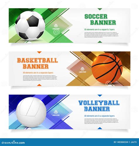 Set of Sport Banner Templates with Ball and Sample Text Stock Vector ...