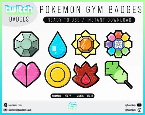 Pokemon Gym Badges Kanto Cheer/sub Badges Pokemon GYM KANTO - Etsy Canada