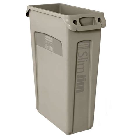 Rubbermaid Commercial Products Slim Jim 23 Gal. Beige Trash Can with ...