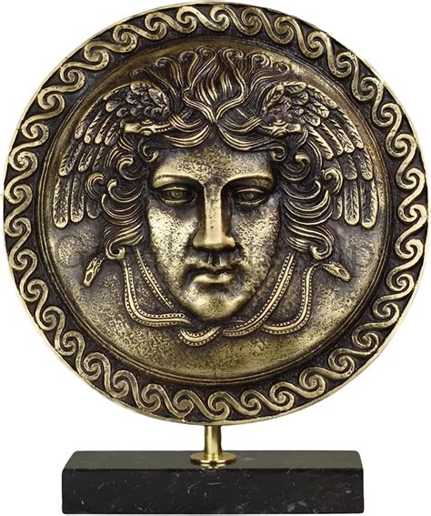 Medusa Gorgoneion Shield Real Bronze Metal Art Sculpture Amulet Desk ...