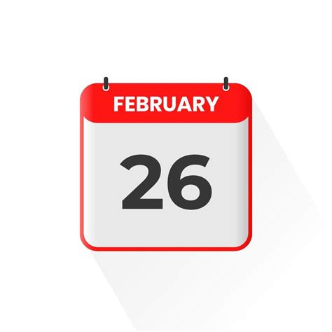 26th February calendar icon. February 26 calendar Date Month icon ...