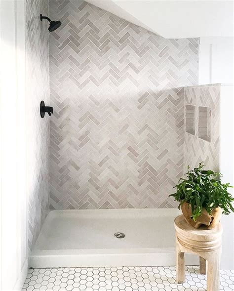 White Herringbone Bathroom Floor - Flooring Ideas