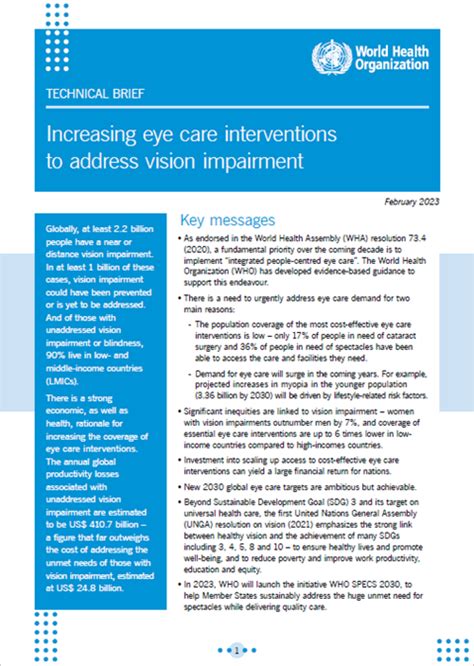 Increasing eye care interventions to address vision impairment