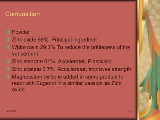 Zinc oxide eugenol cement | PPT