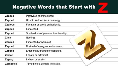 Negative Words that Start with Z - GrammarVocab