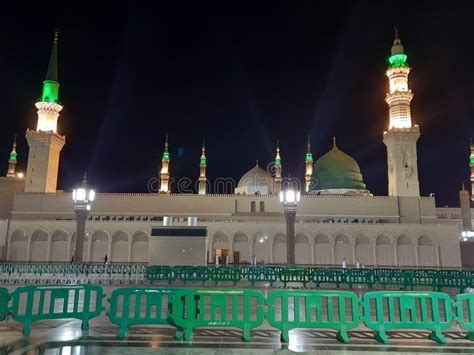 Beautiful View of Masjid Al Nabawi, Madinah at Night. Stock Photo ...