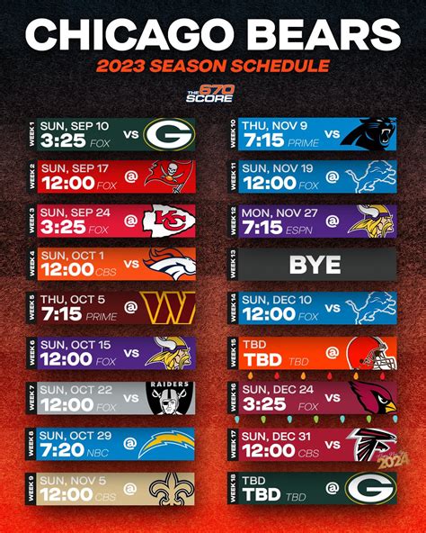 Chicago Bears 2024 Regular Season Schedule - Lita Sherri