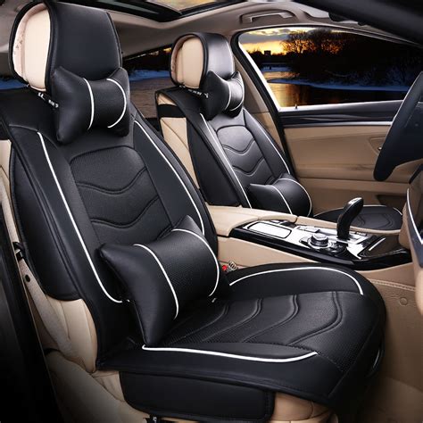 Free shipping Luxury Leather car Seat Cover universal Black Beige Gray ...