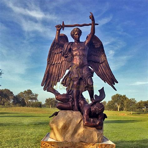 Catholic Angel Sculpture Large Archangel St. Michael Slaying the Devil ...