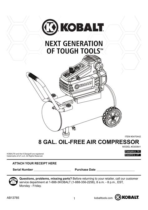 Kobalt Compressor Parts List