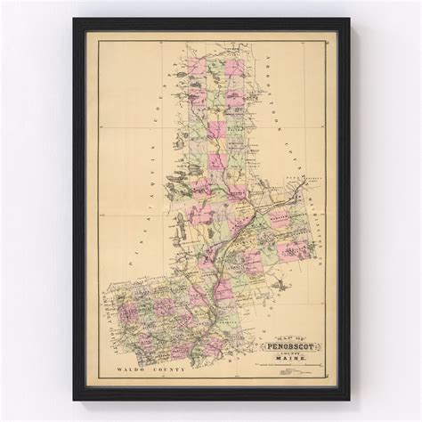 Vintage Map of Penobscot County Maine, 1885 by Ted's Vintage Art