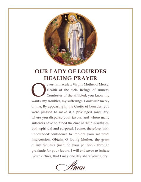 Our Lady of Lourdes Prayer for Healing Downloadable and Printable ...