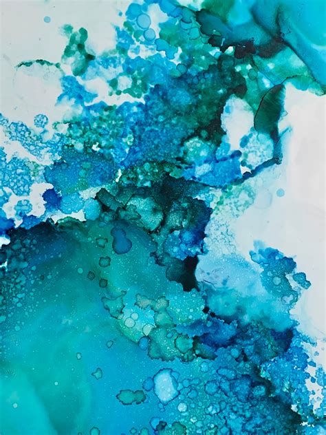 Original abstract painting Teal A3 | Etsy