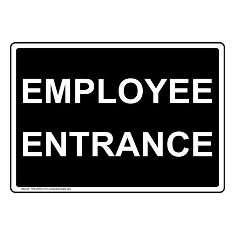 Black Employee Entrance Sign or Label - 6 Sizes