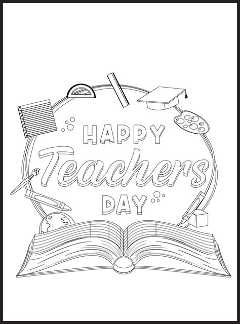 Teachers Day Coloring pages 23134484 Vector Art at Vecteezy