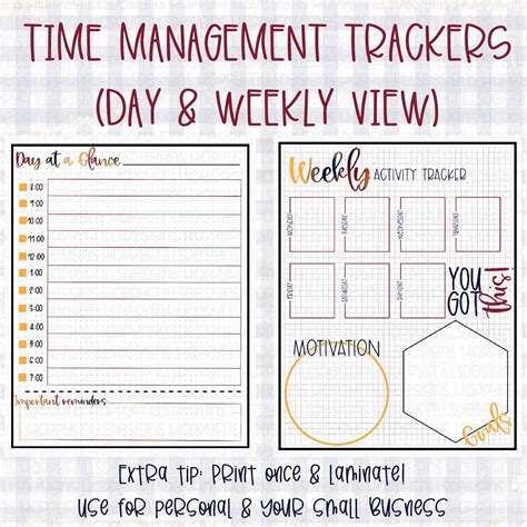 Printable Time Management Planner Set of Two 8.5x11 Inch PDF - Etsy