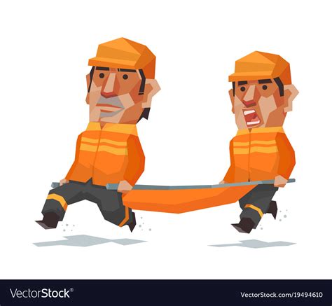 Rescue team run cartoon Royalty Free Vector Image