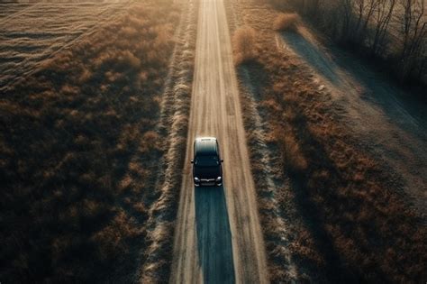 Premium AI Image | Aerial view of a car on the road