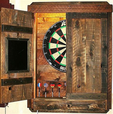 Dartboard Cabinet with Doors - LED Lights - Laser line - Wi-Fi App ON ...