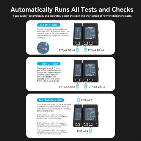 Vention RJ45/RJ11 Cable Tester: 300m Remote, Auto-Test, Dual Power