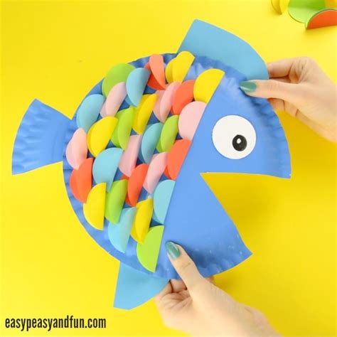 Paper Plate Fish Craft - Rainbow Paper Circles - Easy Peasy and Fun