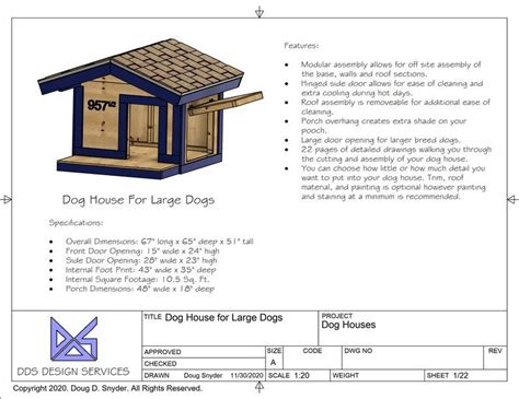 Dog House Plans with Porch for Large Breed Dogs Modular | Etsy Large ...