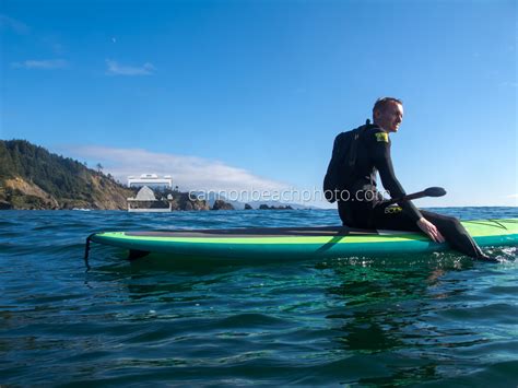 Young Man Paddleboarding at Ecola State Park 2 - Cannon Beach Photo