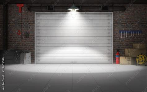 Empty car repair garage background. 3d rendering Stock Illustration ...