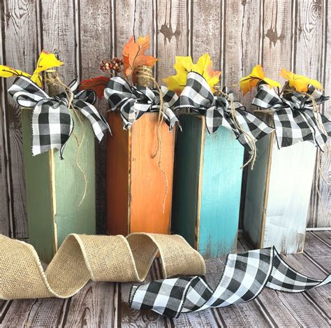 Wood Pumpkins Fall Decor Rustic Pumpkins Set of Wood - Etsy