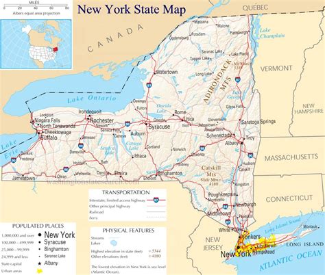 New York Usa Mappa Fisica Altamente Dettagliata Mappa Vettoriale Mappa ...