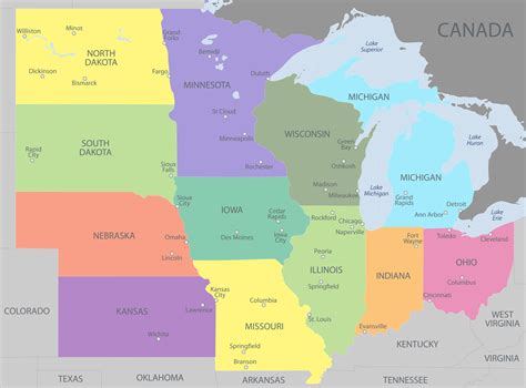 Map of Midwest US | Mappr