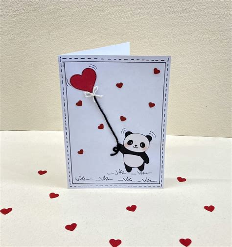 Handmade Love theme greeting card- Panda Love greeting card