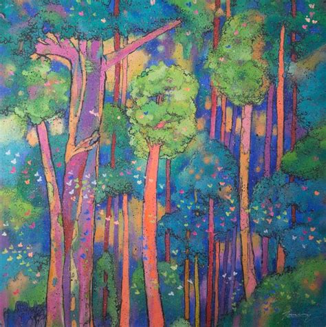 Colourful Forest Painting by Jonahmar Salvosa | Saatchi Art