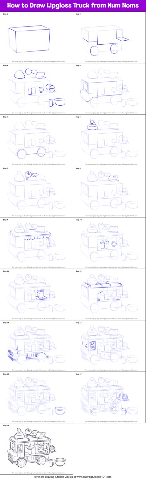 How to Draw Lipgloss Truck from Num Noms printable step by step drawing ...