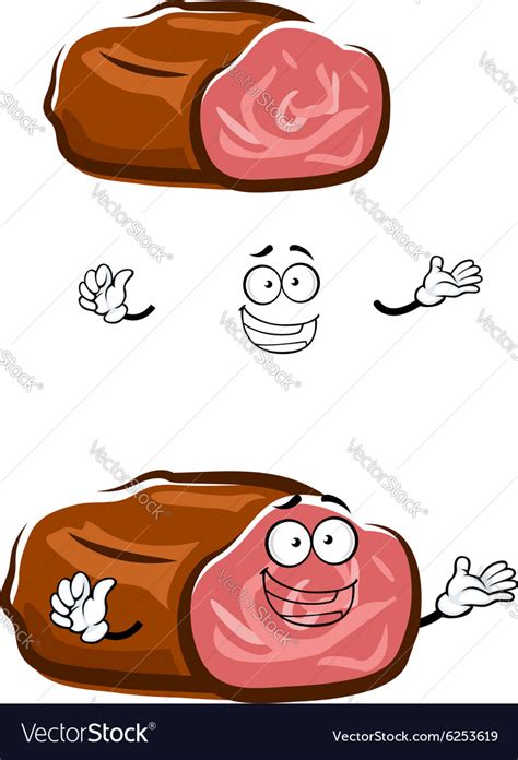 Cartoon isolated roast beef character Royalty Free Vector