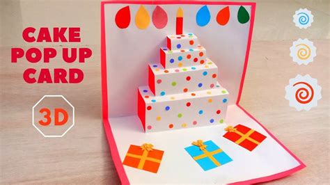 DIY Easy 3D Cake Pop Up Card | How to make Pop up Birthday Cards | Easy ...