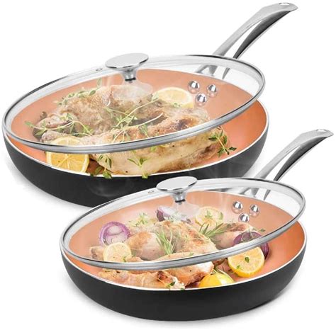 CSK 10"+12" Nonstick Frying Pan Sets with Lids - Ceramic Coating, 100% ...