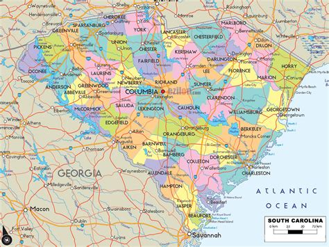 South Carolina Cities Map