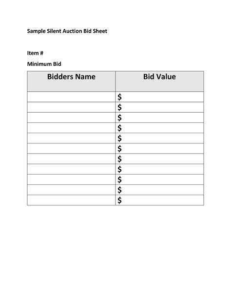 40+ Silent Auction Bid Sheet Templates [Word, Excel] - Template Lab