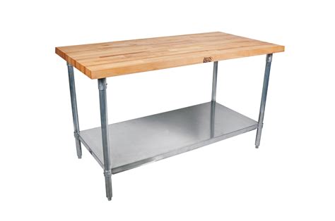 John Boos Maple Top Table w Steel Base and Shelf