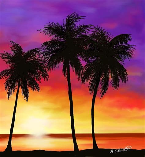 palm tree beach sunset - Clarice Jewell