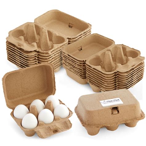 20-Pack Half Dozen Egg Cartons with 25 Farm Fresh Egg Labels, Reusable ...