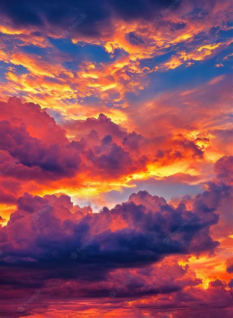 Premium Photo | Beautiful orange sky and clouds at sunset