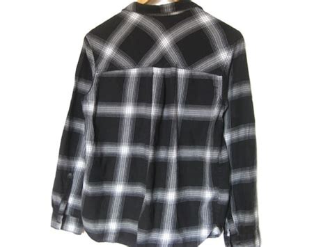 Black and White Long Sleeve Plaid Cotton Shirt - Two … - Gem