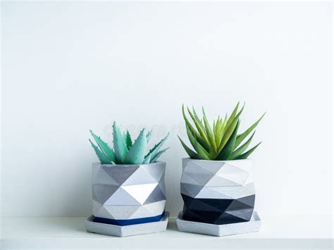 Geometric Concrete Planter. Cement Pot Stock Photo - Image of vera ...