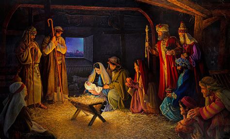 Christmas Nativity Oil Painting