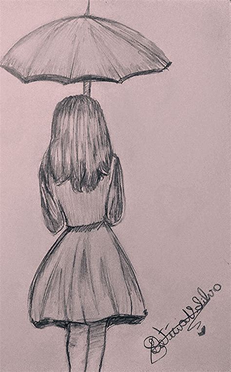 Girl's beautiful sketch with umbrella - #madchen #regenschirm #schone # ...