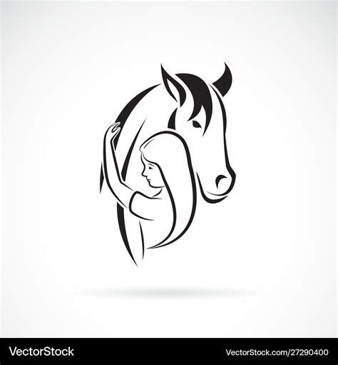 Silhouette horse and girl on white Royalty Free Vector Image