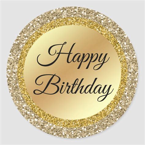 Happy birthday gold luxury background custom classic round sticker ...